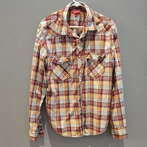 Men's Plaid Shirt - Red, Yellow, Blue